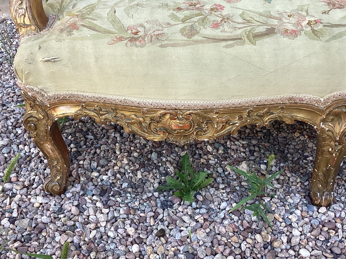 Louis XV-style Gilded Wooden Sofa-photo-4