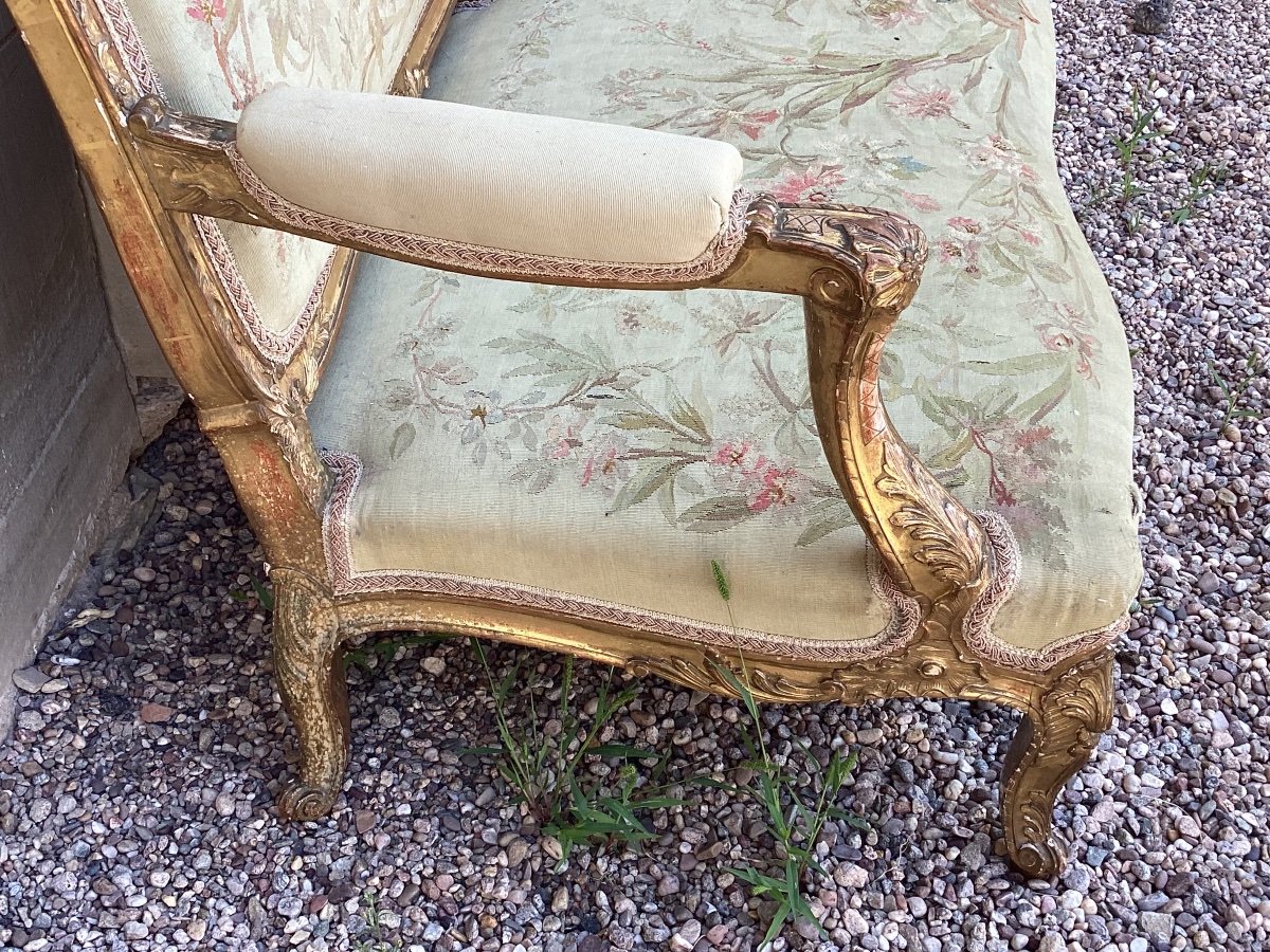 Louis XV-style Gilded Wooden Sofa-photo-7
