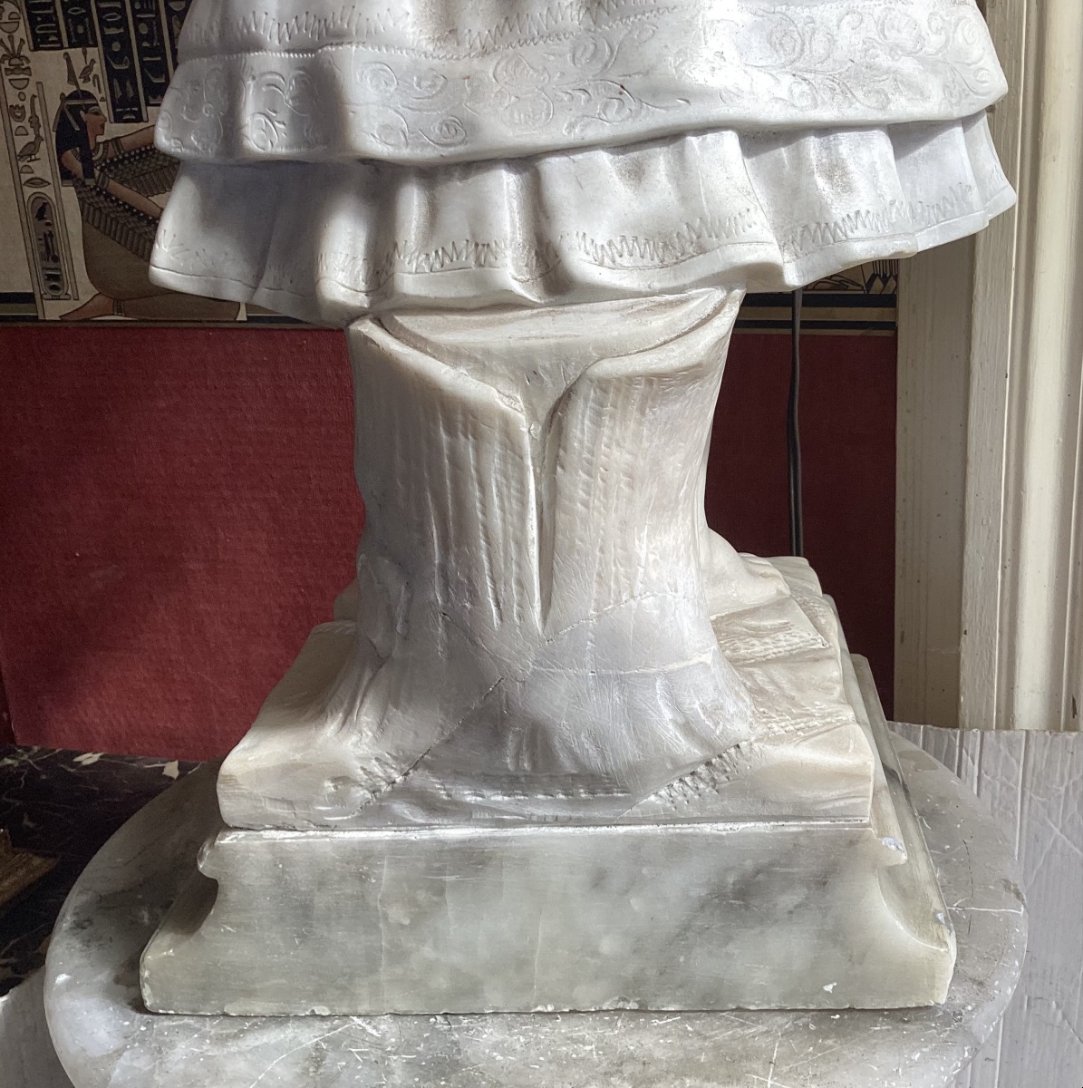 A Beautiful Set Consisting Of A Column And An Alabaster Statue -photo-4