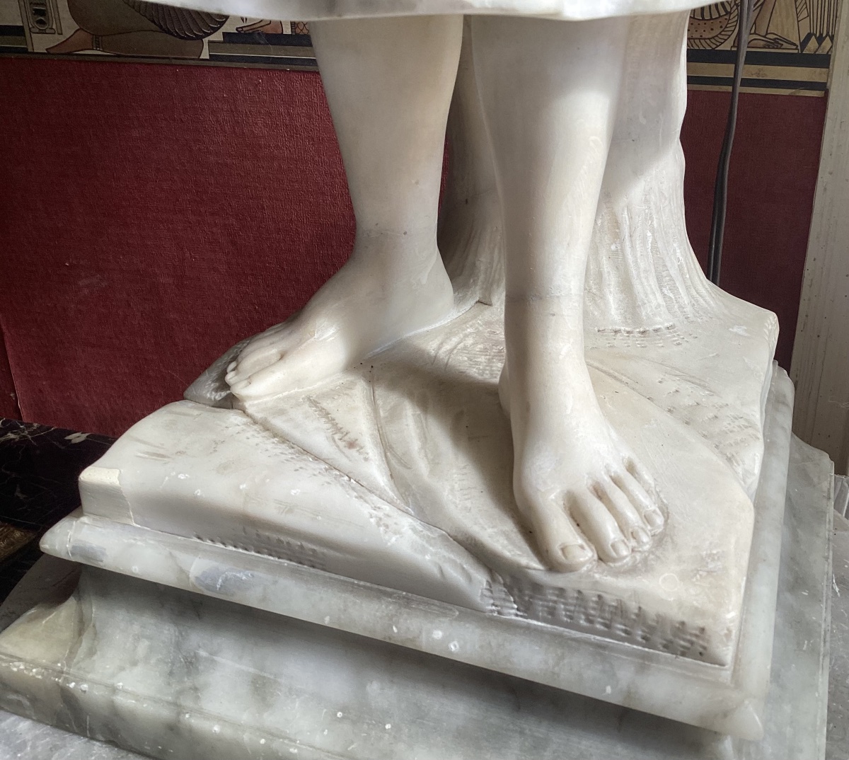 A Beautiful Set Consisting Of A Column And An Alabaster Statue -photo-3