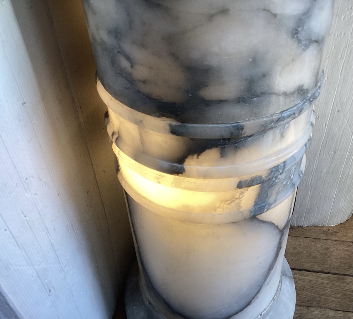 A Beautiful Set Consisting Of A Column And An Alabaster Statue -photo-5