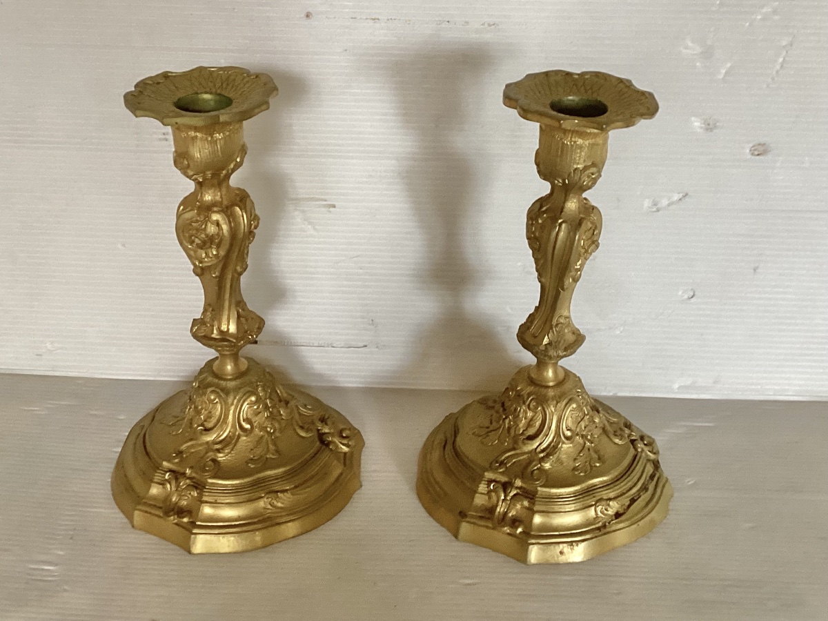 Paire de bougeoirs Louis XV -photo-2