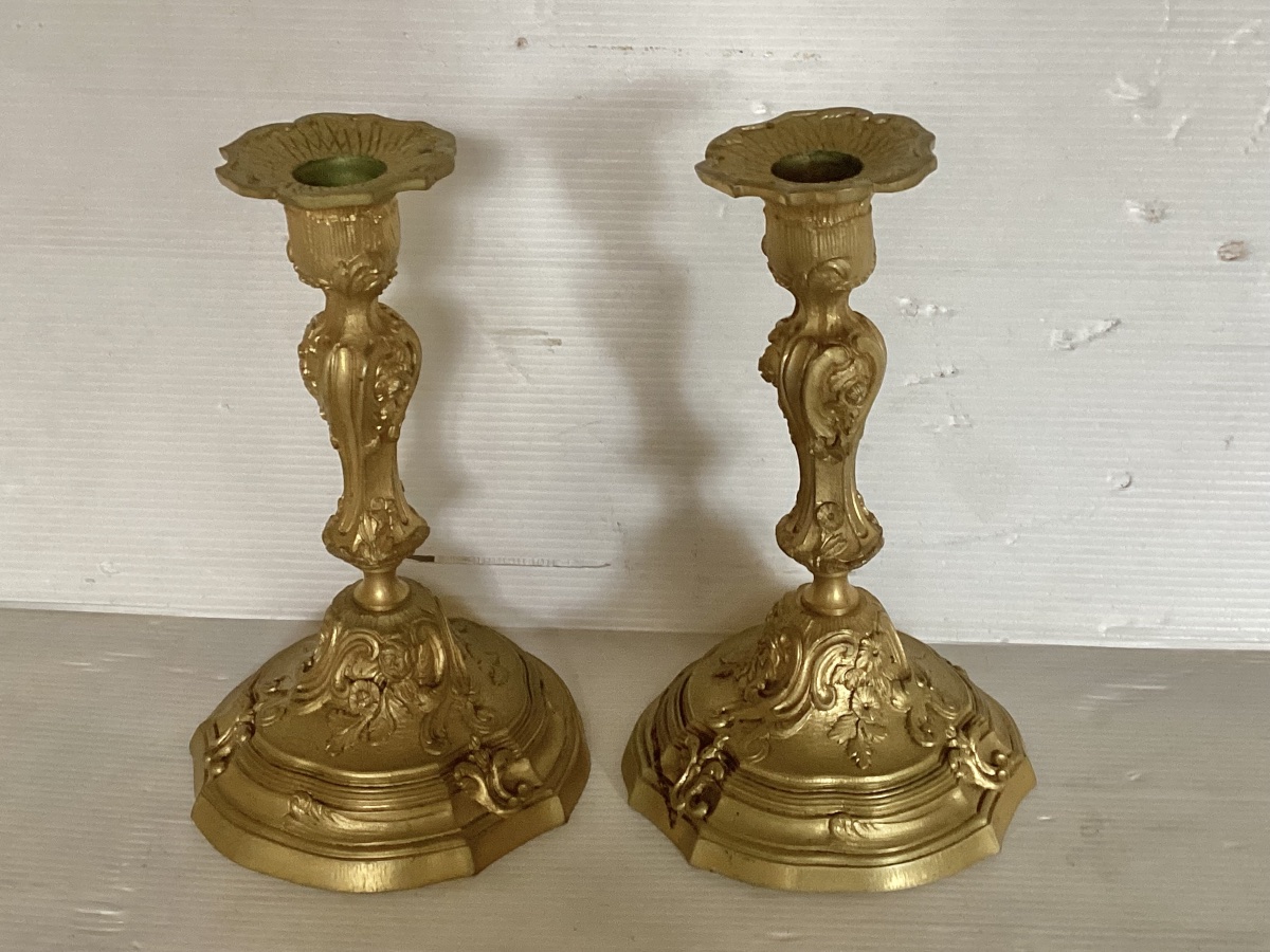 Paire de bougeoirs Louis XV -photo-3