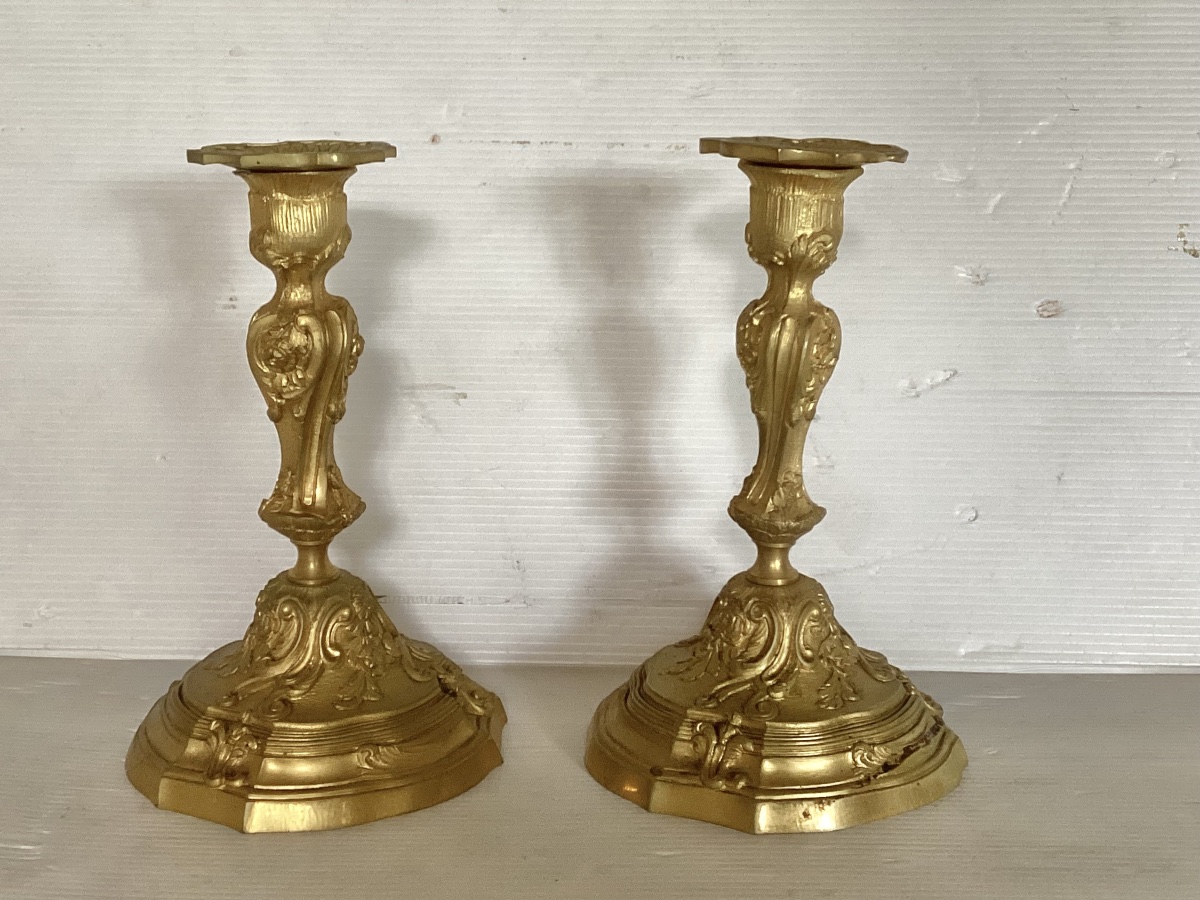 Paire de bougeoirs Louis XV -photo-4