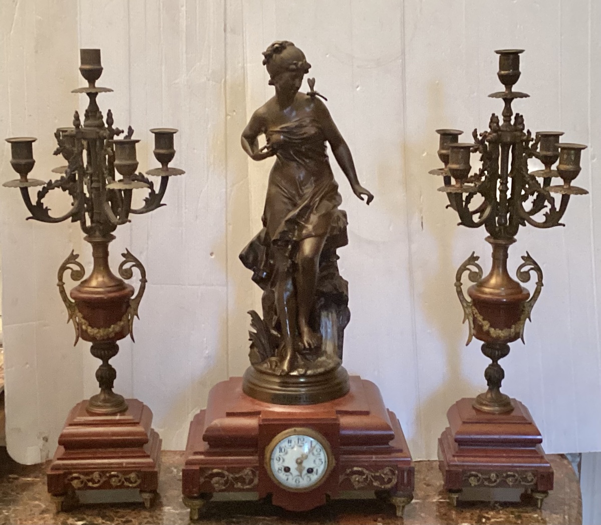 Garniture de cheminée Louis XVI 