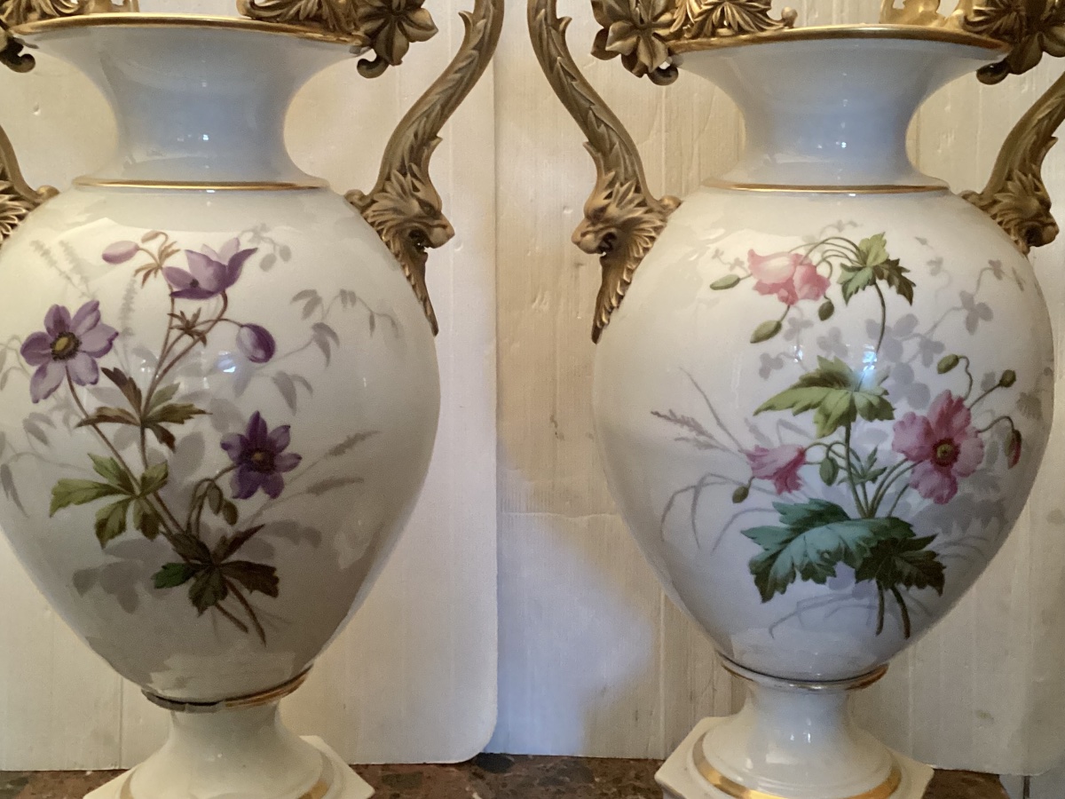 Importante paire de vases en vieux Bruxelles -photo-6
