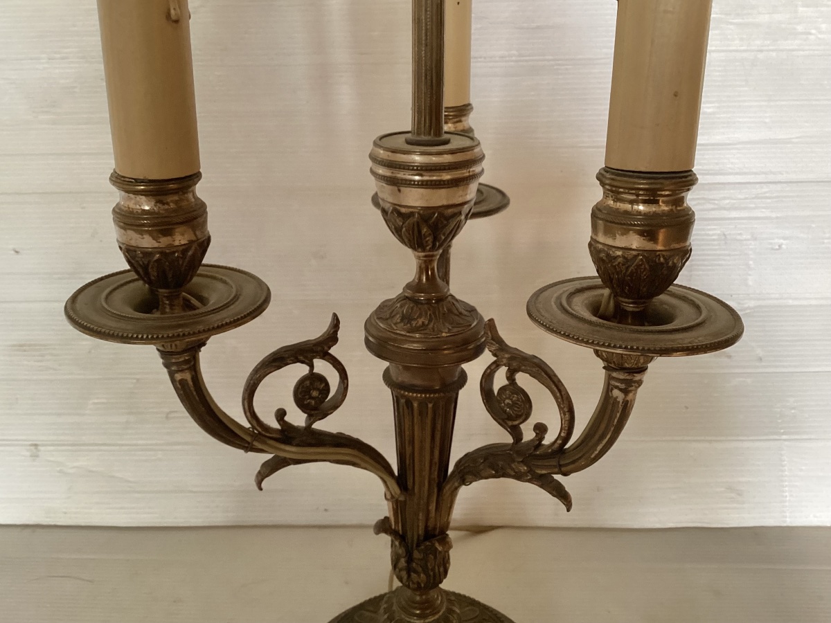 Louis XVI-style Silver-plated Bronze Lamp -photo-1