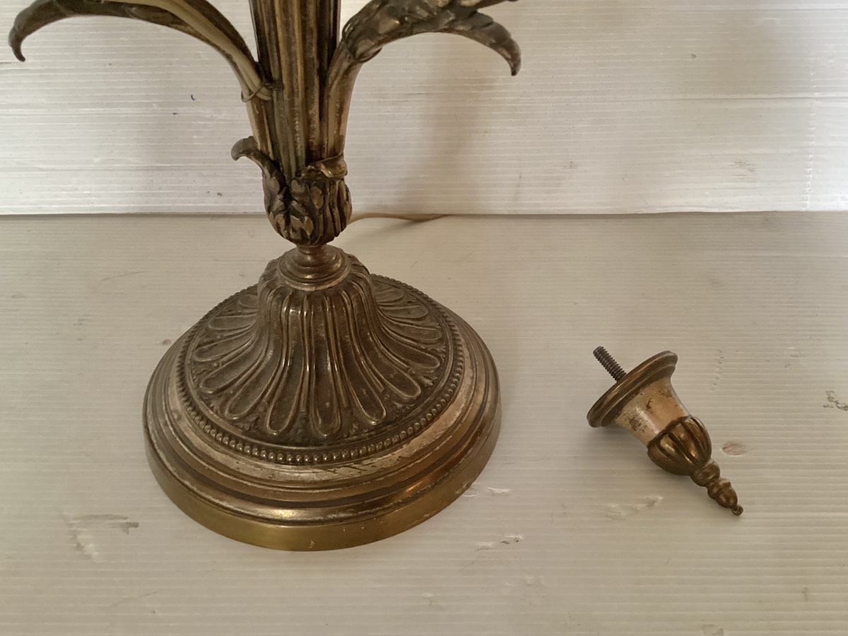 Louis XVI-style Silver-plated Bronze Lamp -photo-2