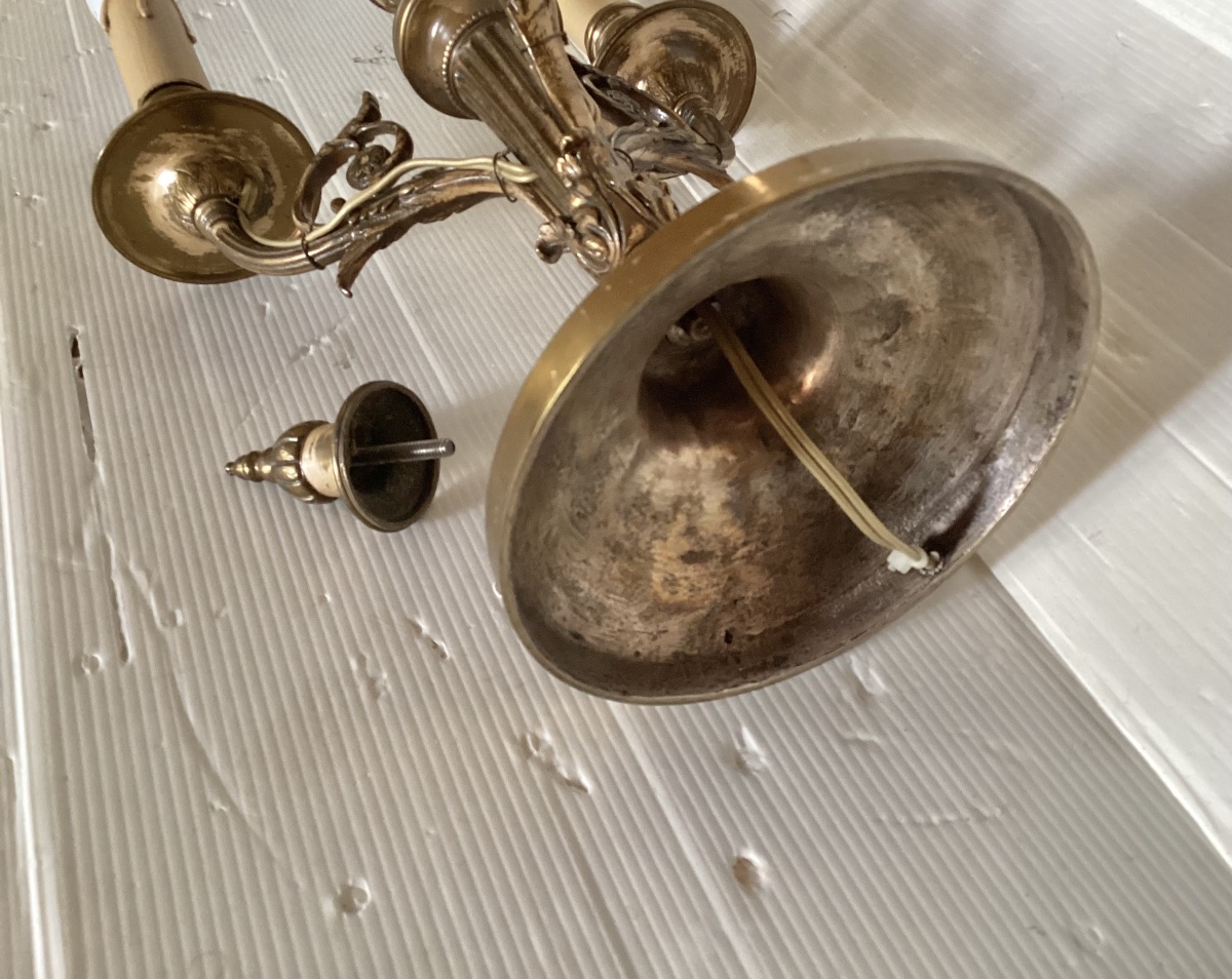 Louis XVI-style Silver-plated Bronze Lamp -photo-8