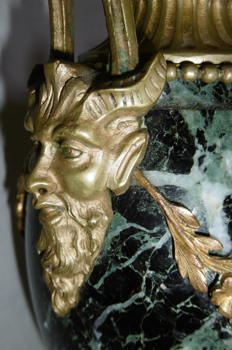 Pair Bronze Mounted Marble Cassolettes From Nineteenth-photo-3