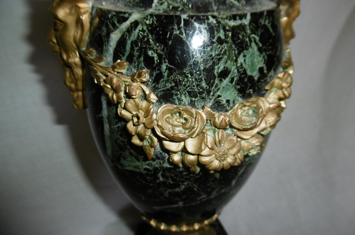 Pair Bronze Mounted Marble Cassolettes From Nineteenth-photo-2