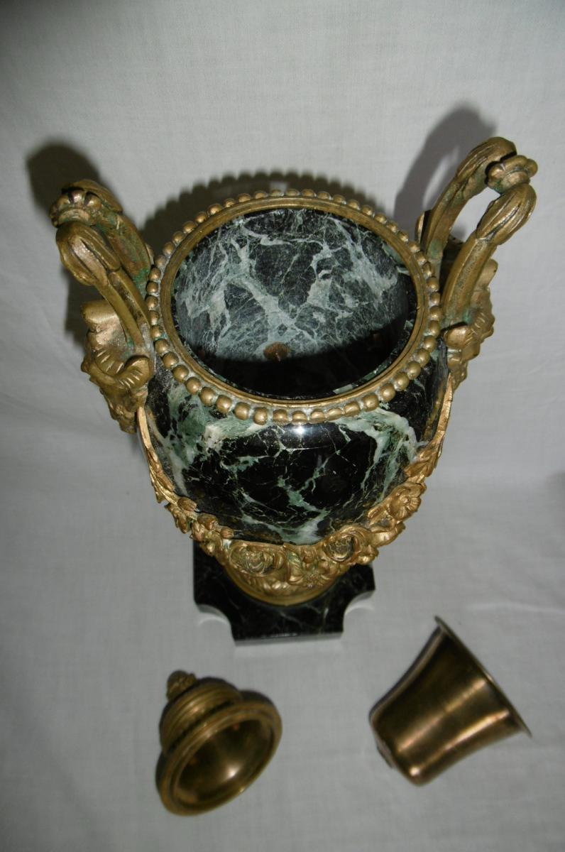 Pair Bronze Mounted Marble Cassolettes From Nineteenth-photo-3