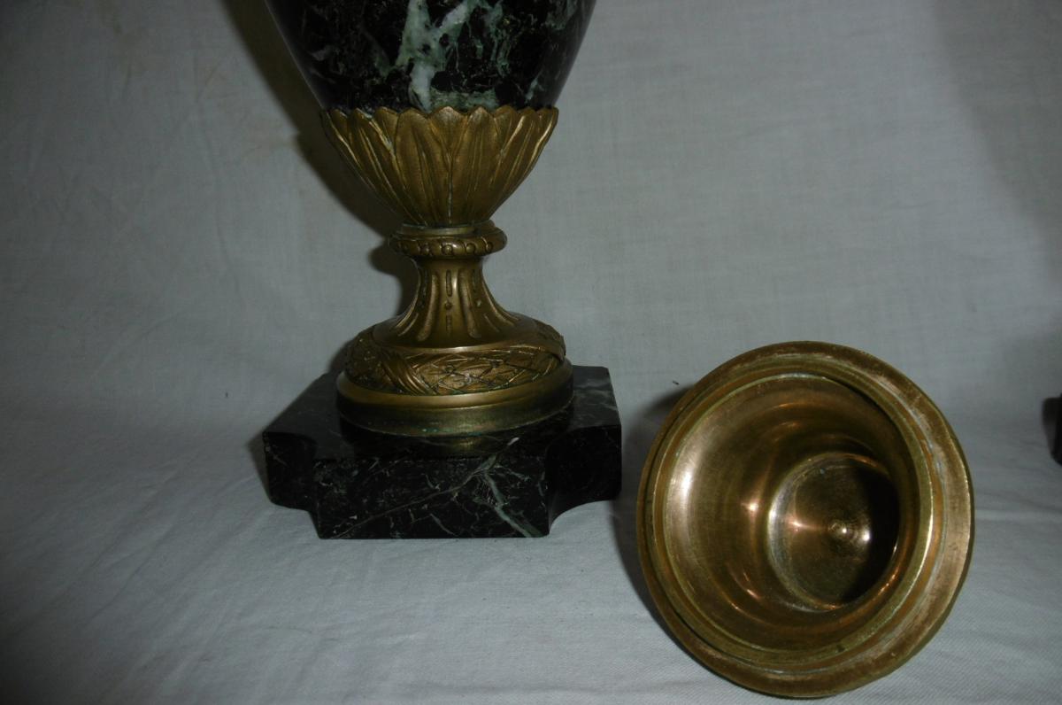 Pair Bronze Mounted Marble Cassolettes From Nineteenth-photo-4