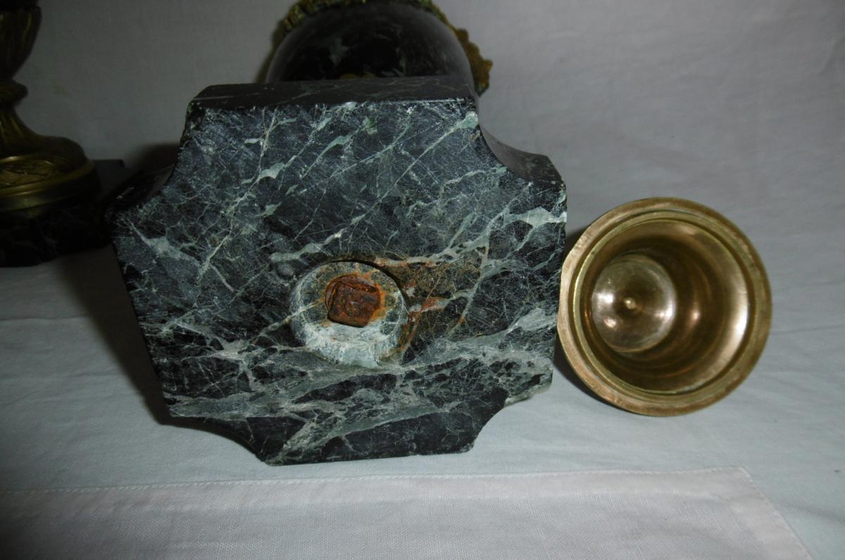 Pair Bronze Mounted Marble Cassolettes From Nineteenth-photo-6