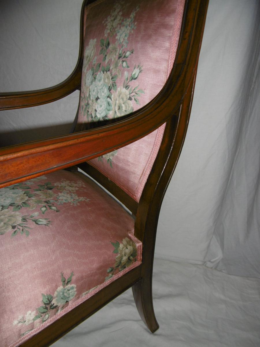 Pair Of Mahogany Armchairs Restoration Period-photo-3