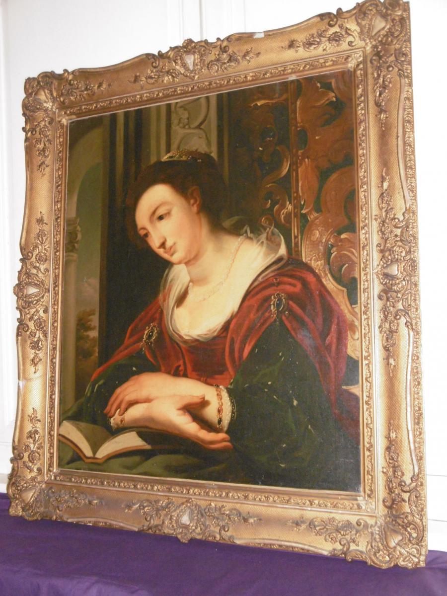 Grand Portrait De Dame XVIIIème