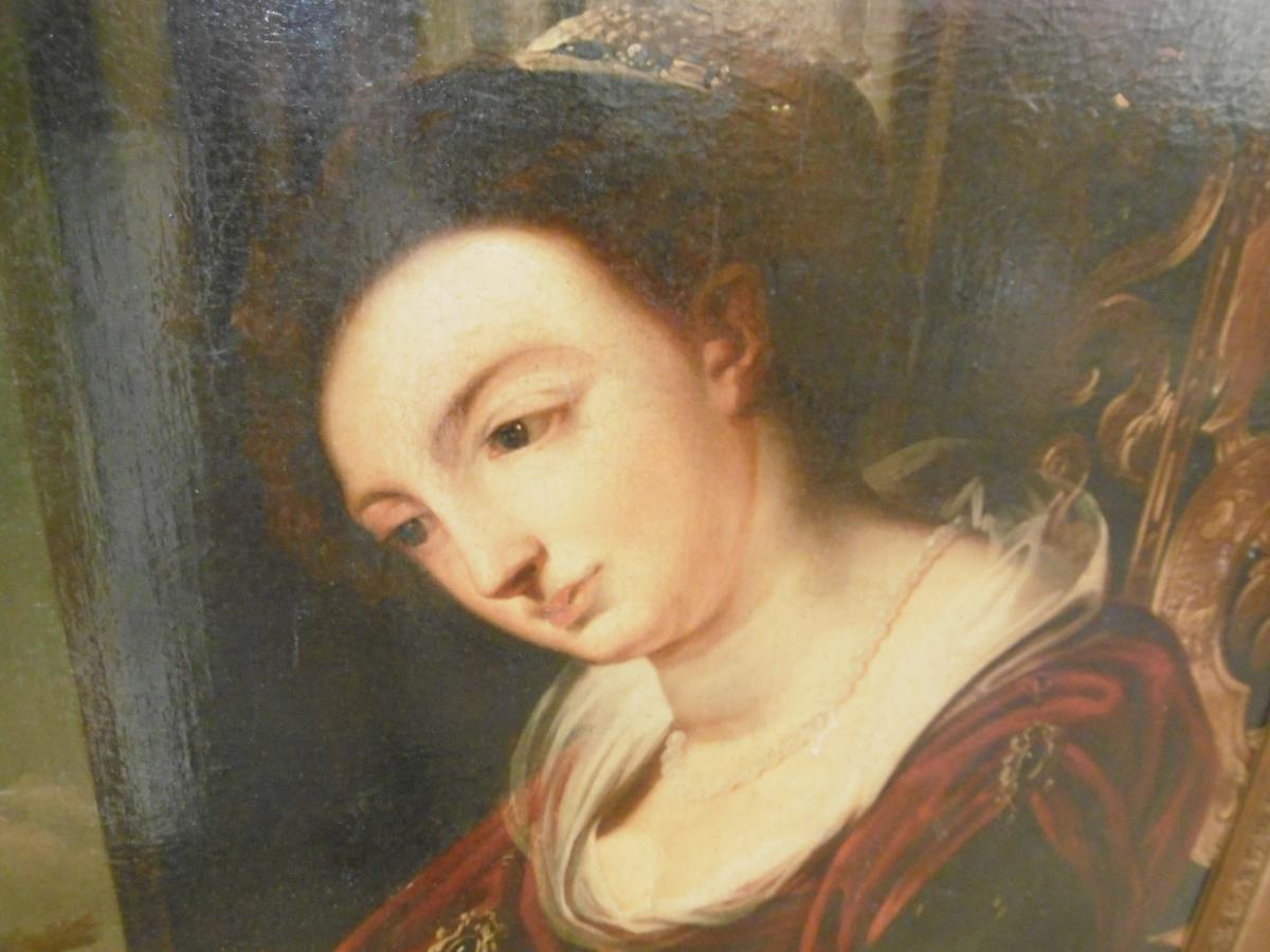 Grand Portrait De Dame XVIIIème-photo-2