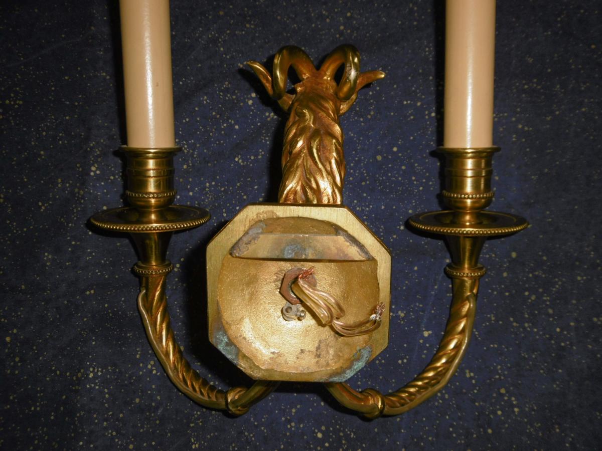 Paire d'Appliques En Bronze Doré-photo-5
