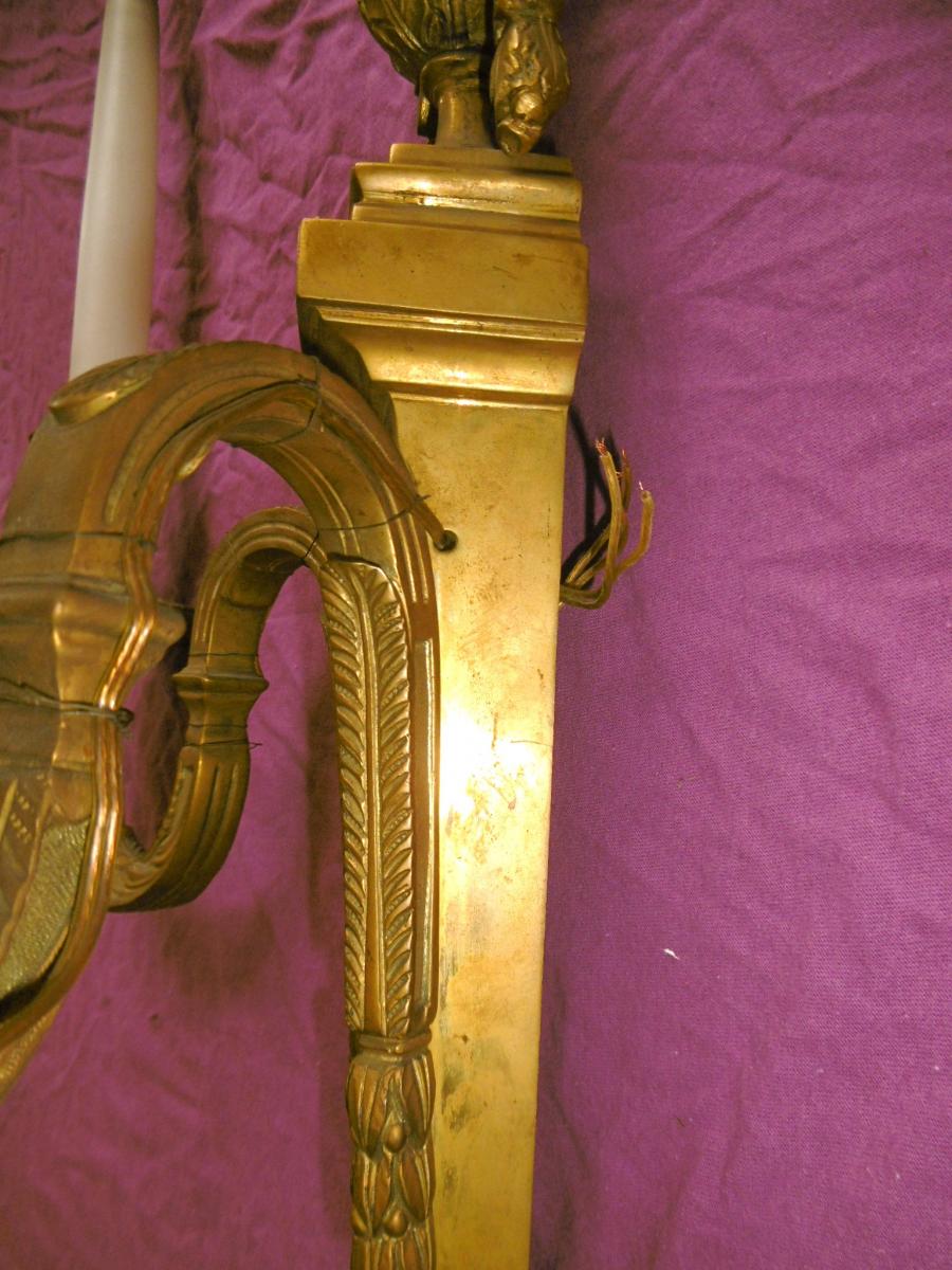 Pair Of Gilt Bronze Sconces-photo-4