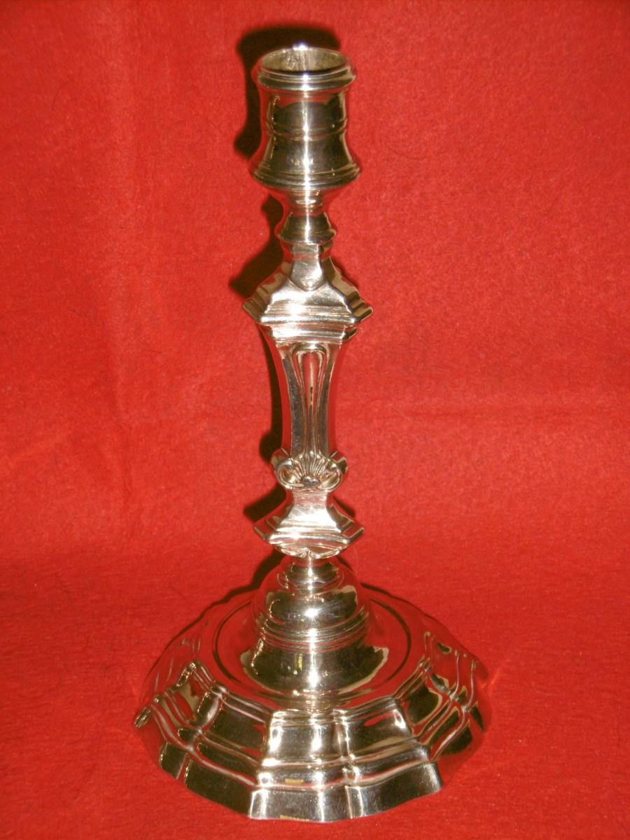 Pair Of Candlesticks In Silver Bronze-photo-2