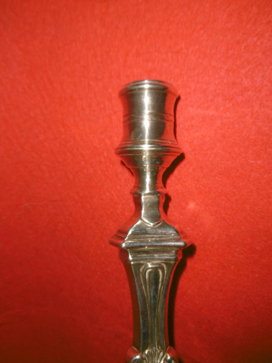 Pair Of Candlesticks In Silver Bronze-photo-3