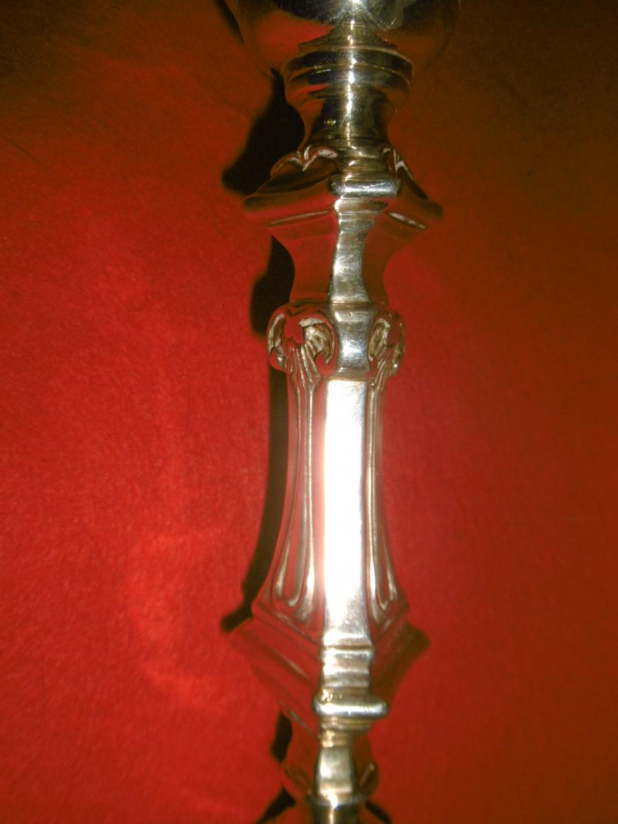 Pair Of Candlesticks In Silver Bronze-photo-1