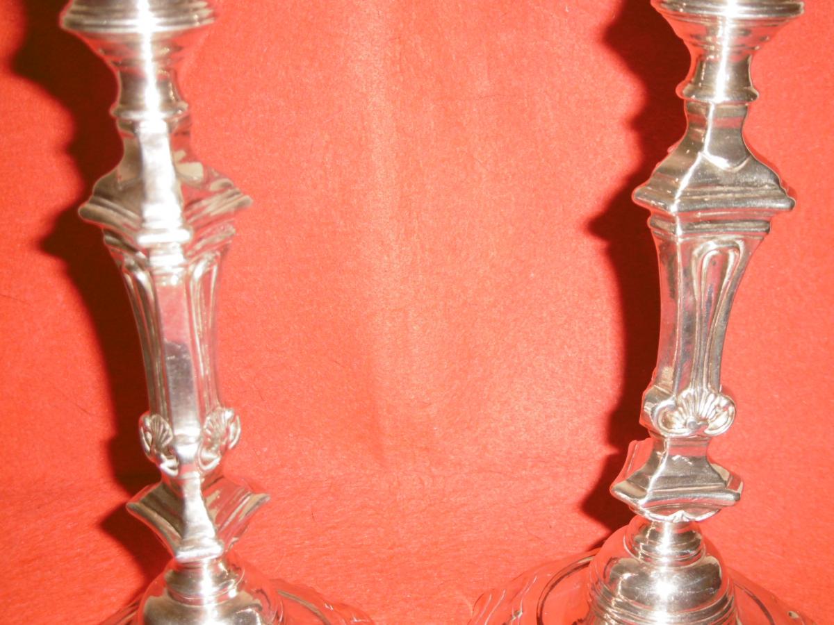 Pair Of Candlesticks In Silver Bronze-photo-6