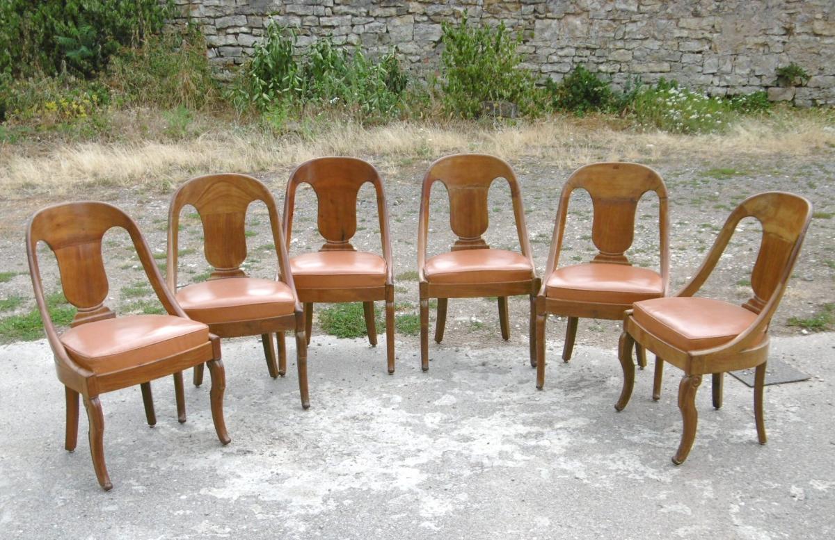 Series Of Six Chairs Gondolas Restoration Period-photo-7