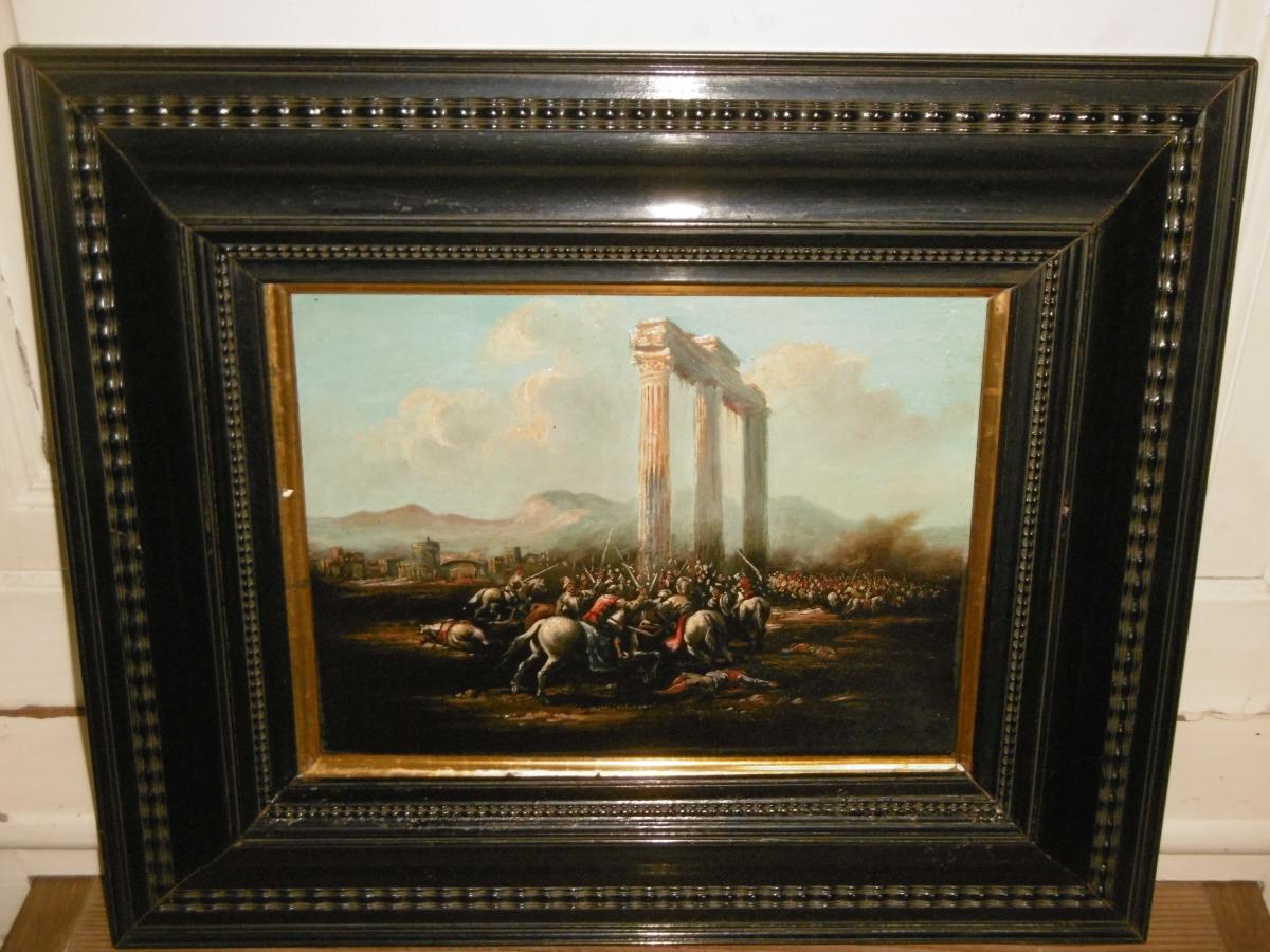 Huile Sur Cuivre "choc De Cavalerie"