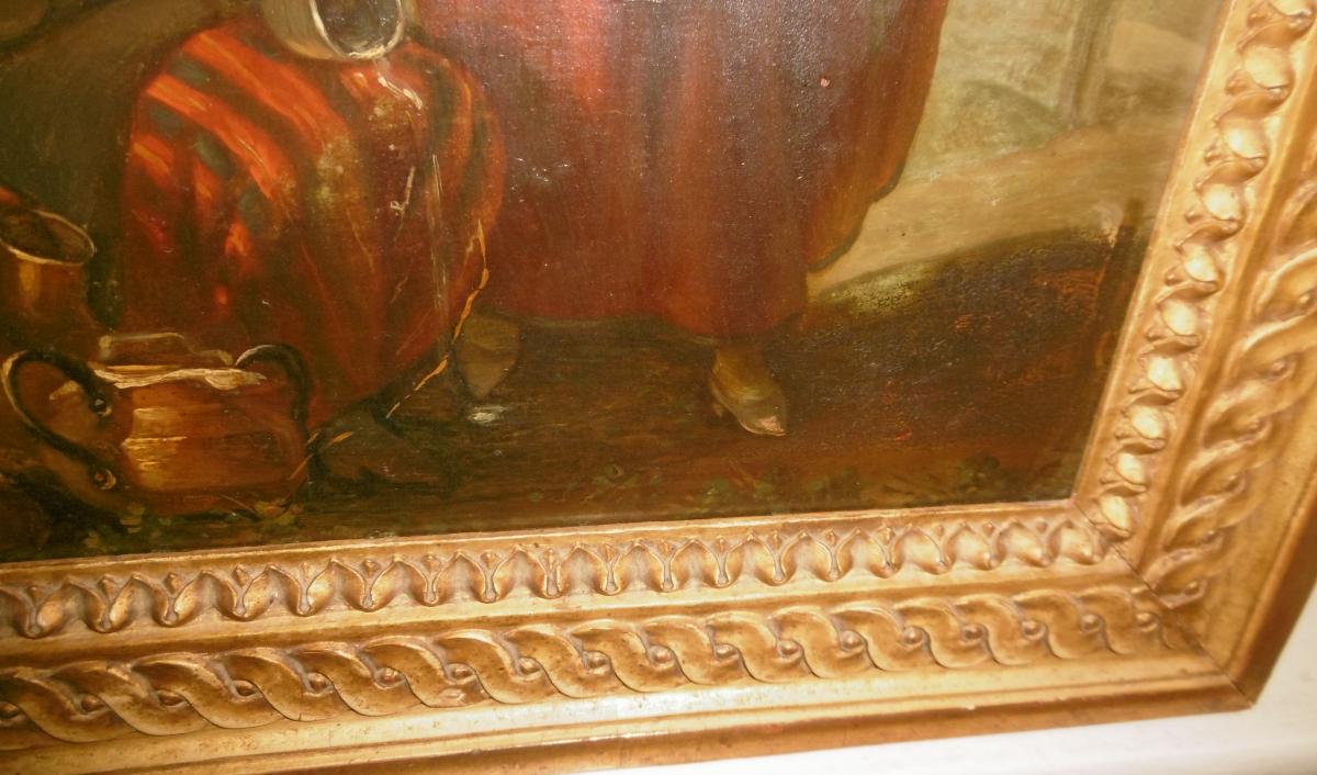 Huile Sur Panneau "la Vendeuse De Lait"-photo-2