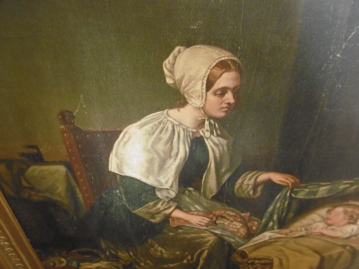 Oil On Panel In The Taste Of Greuze-photo-3