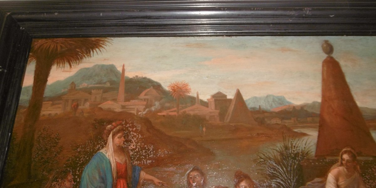 "Moïse sauvé des eaux" huile sur panneau-photo-7