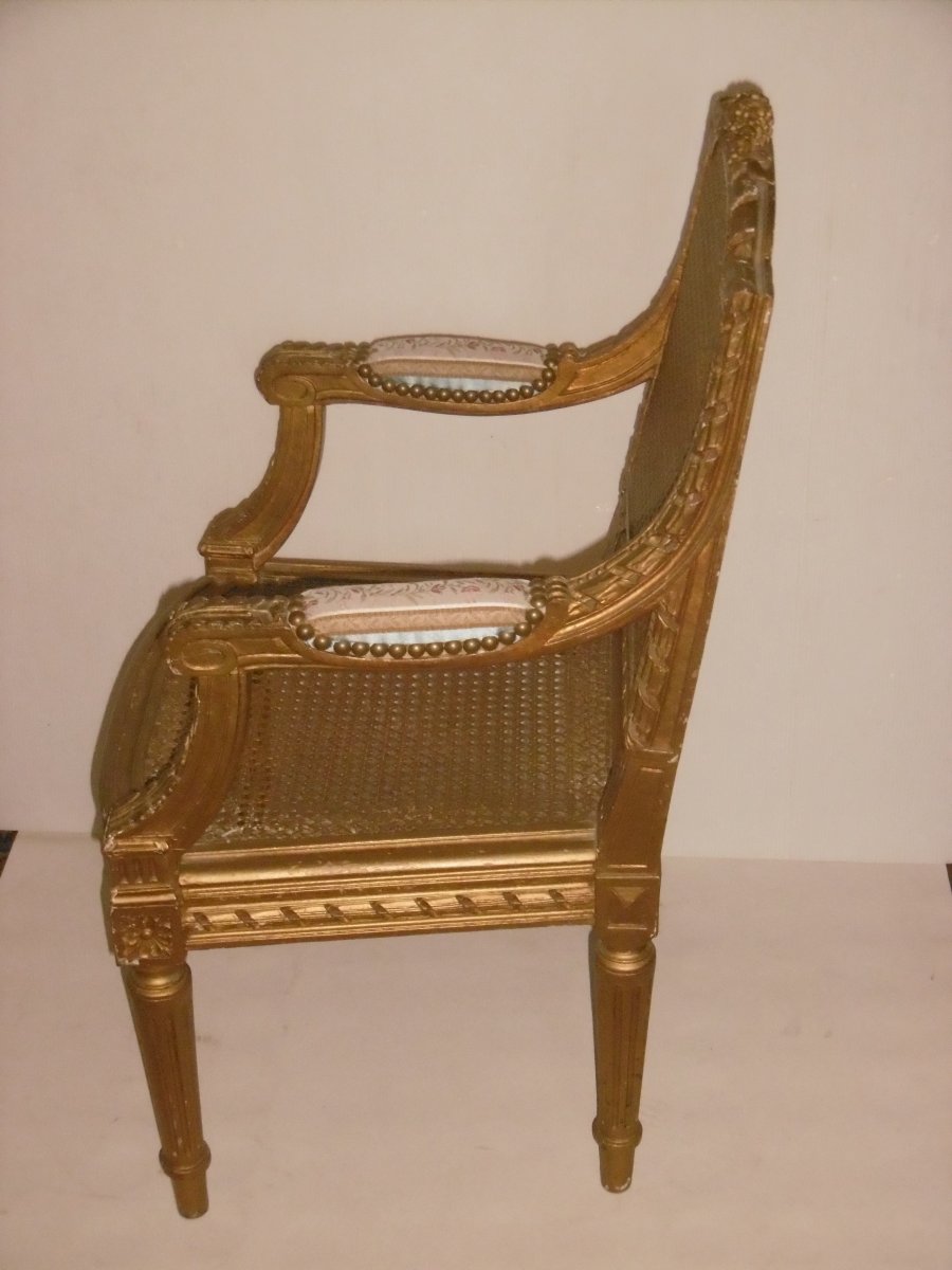 Fauteuil d'Enfant En Bois Doré-photo-2