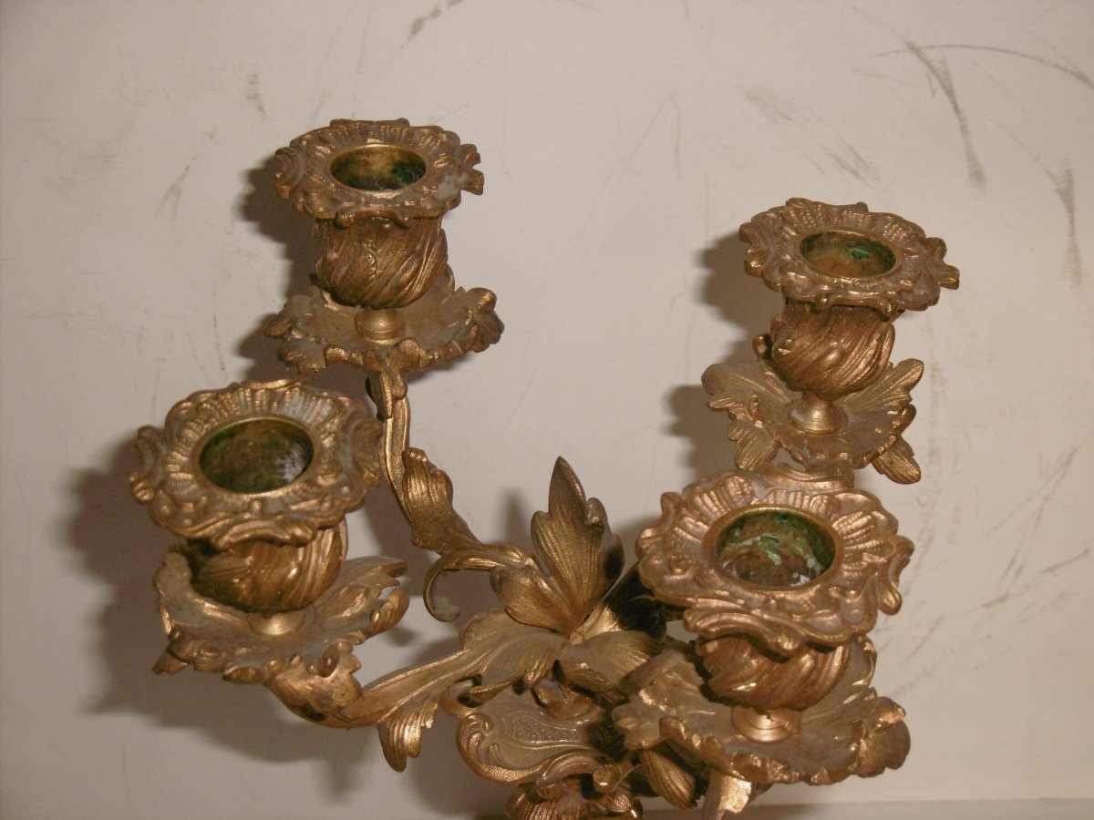 Pair Of Gilt Bronze Candelabras For Musicians-photo-3