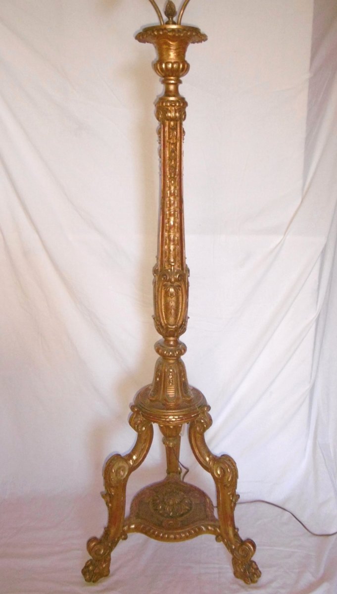 Golden Wood Floor Lamp-photo-2