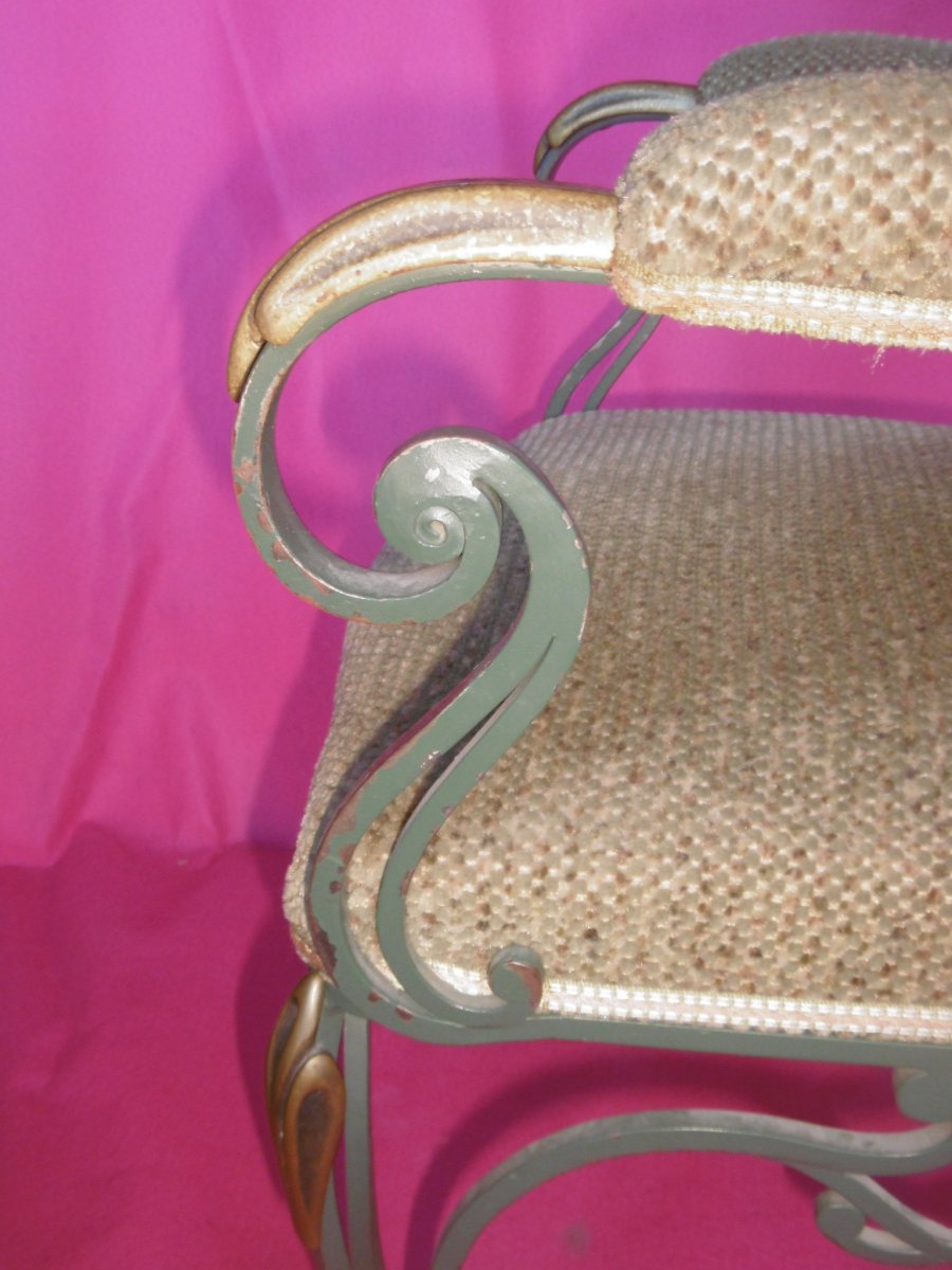 Four Wrought Iron Armchairs-photo-4