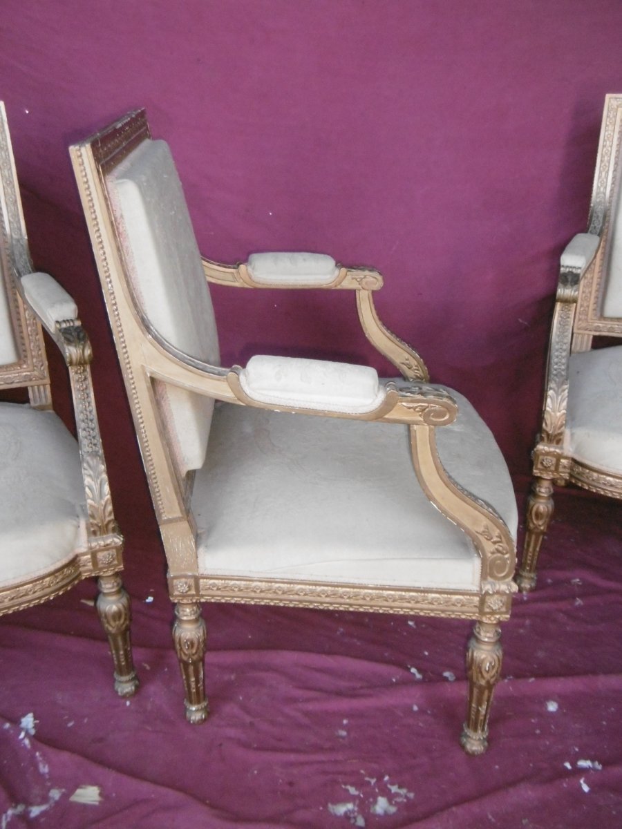 Suite Of Four Large Louis XVI Armchairs-photo-2