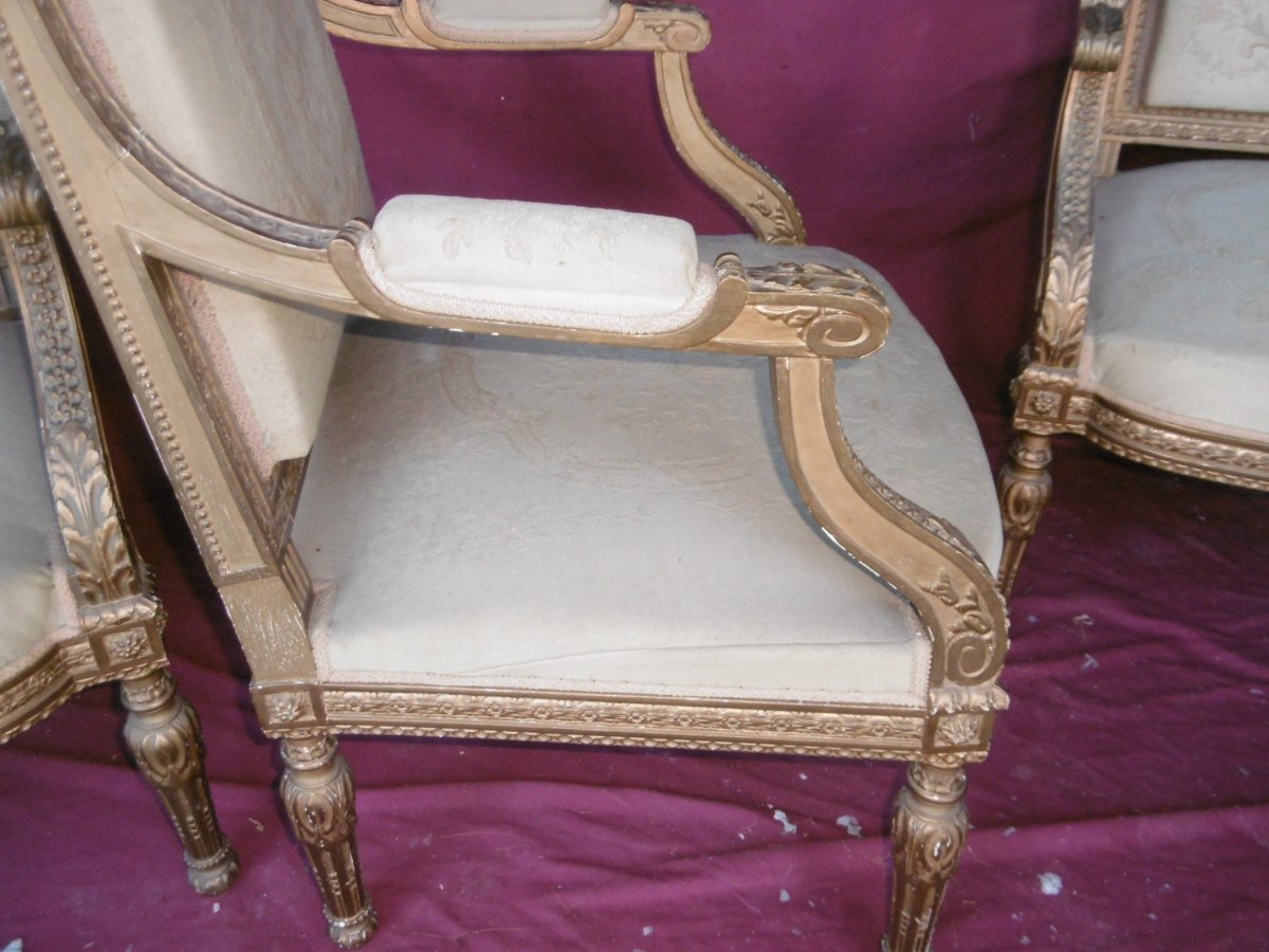 Suite Of Four Large Louis XVI Armchairs-photo-3