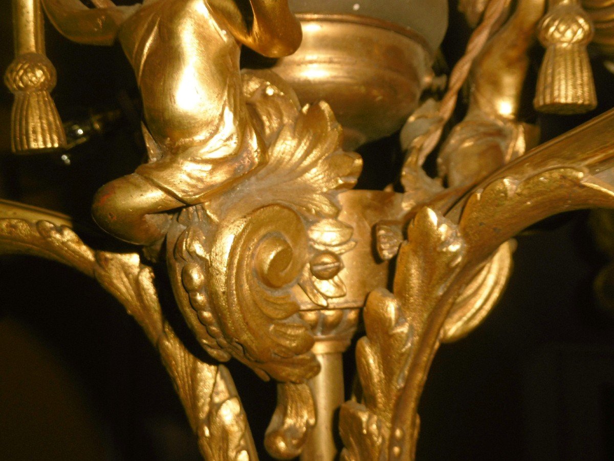 Lustre En Bronze Aux Putti-photo-2