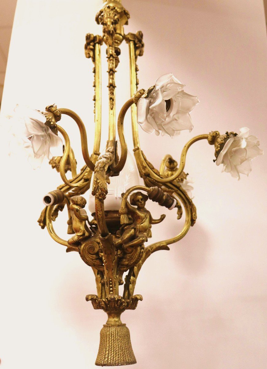 Lustre En Bronze Aux Putti