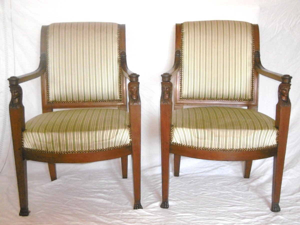 Pair Of Empire Armchairs With Sphinx Heads