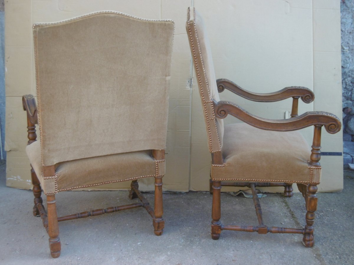 Pair Of Louis XIII Armchairs-photo-3