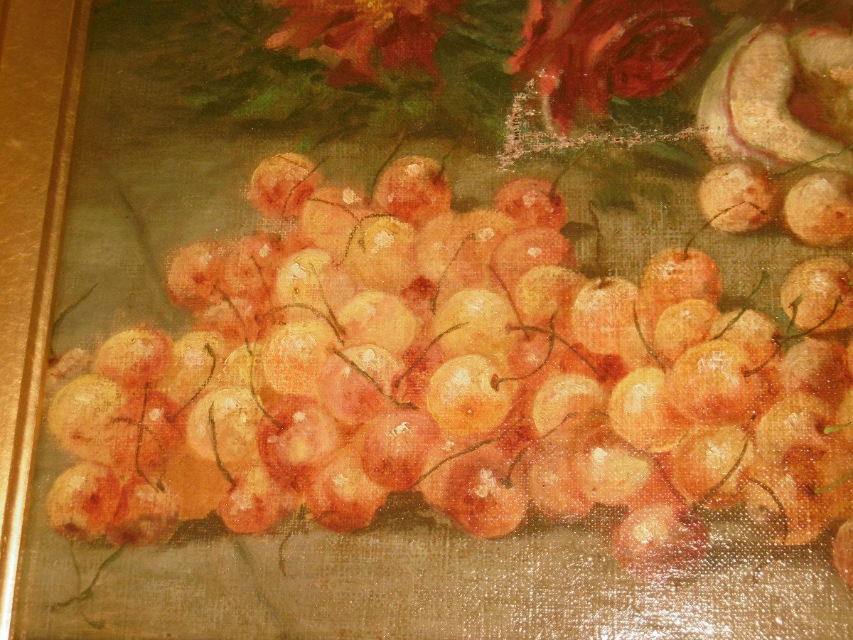Large Painting "entablature Of Fruits"-photo-6