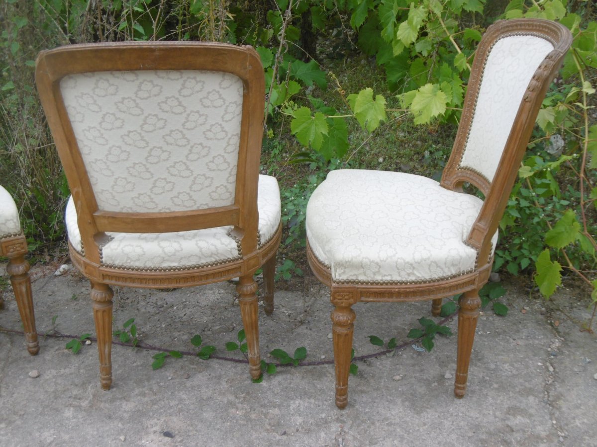 Suite de 4 chaises d'époque Louis XVI-photo-2