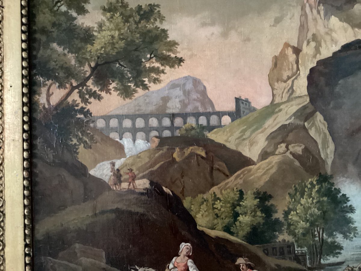  Peinture 18ème « les Cascatelles De Tivoli »-photo-3