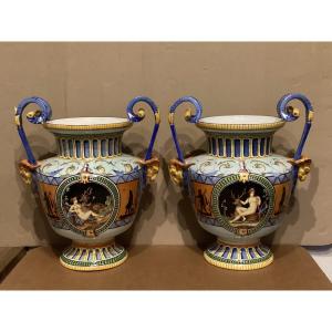 Paire De Vases Vieillard Bordeaux 