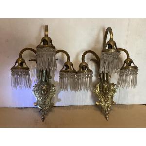 Pair Of Bronze Sconces