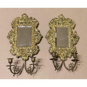 Pair Of Mirrored Sconces