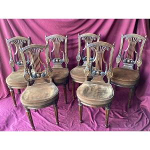 Series Of Six Lyre Back Chairs 