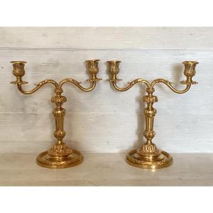 Pair Of Golden Candlesticks 